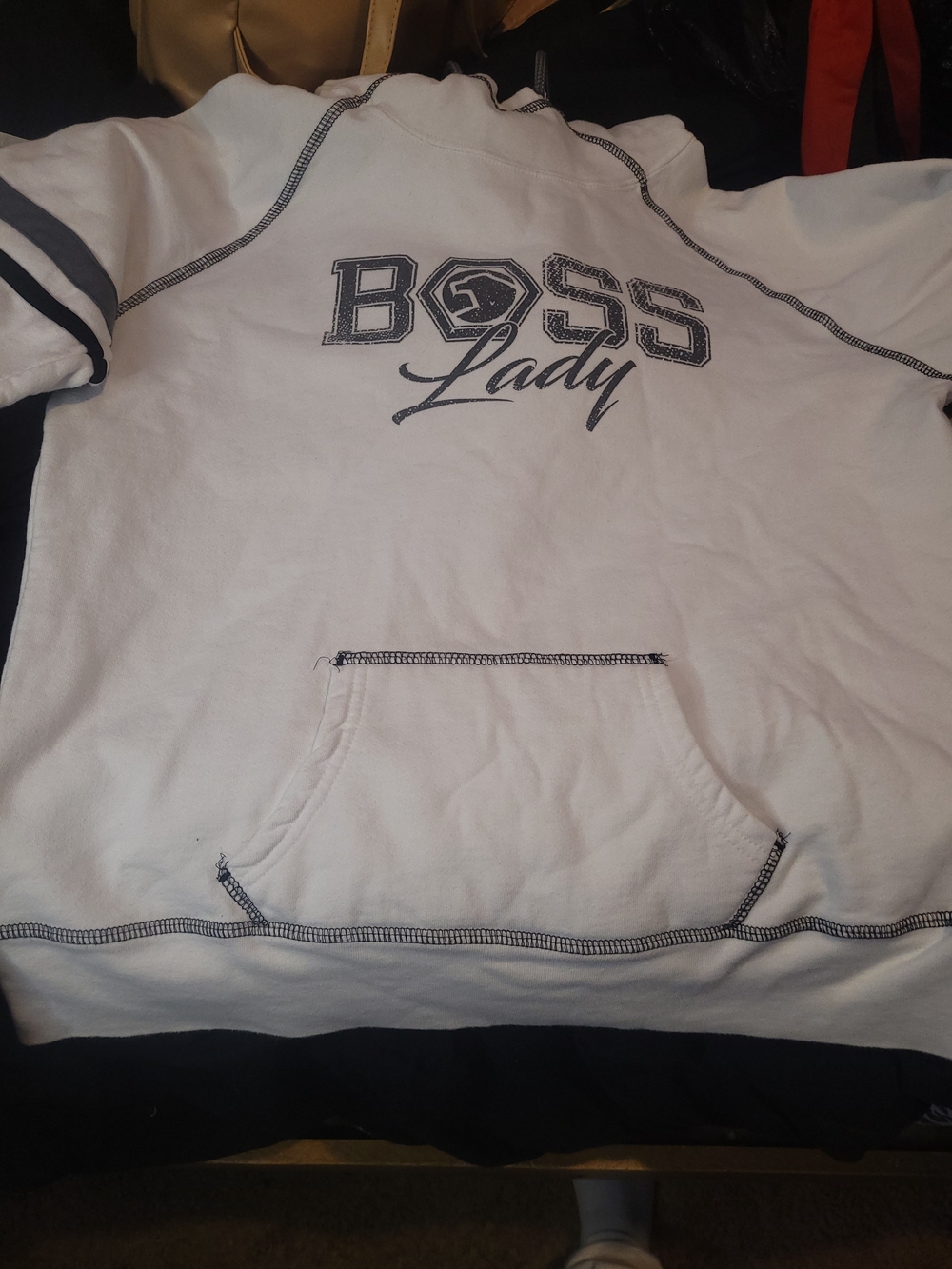 Augusta Sportswear White Hoodie with Black Accents LADIES LARGE